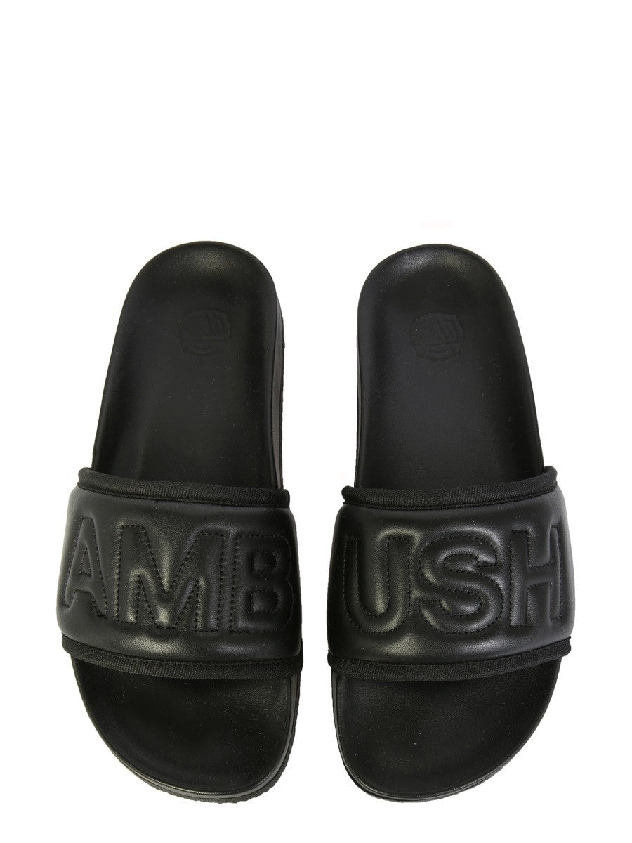AMBUSH LEATHER SLIDE SANDALS