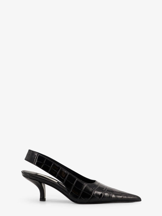 TOTEME Leather slingback pumps with croco effect