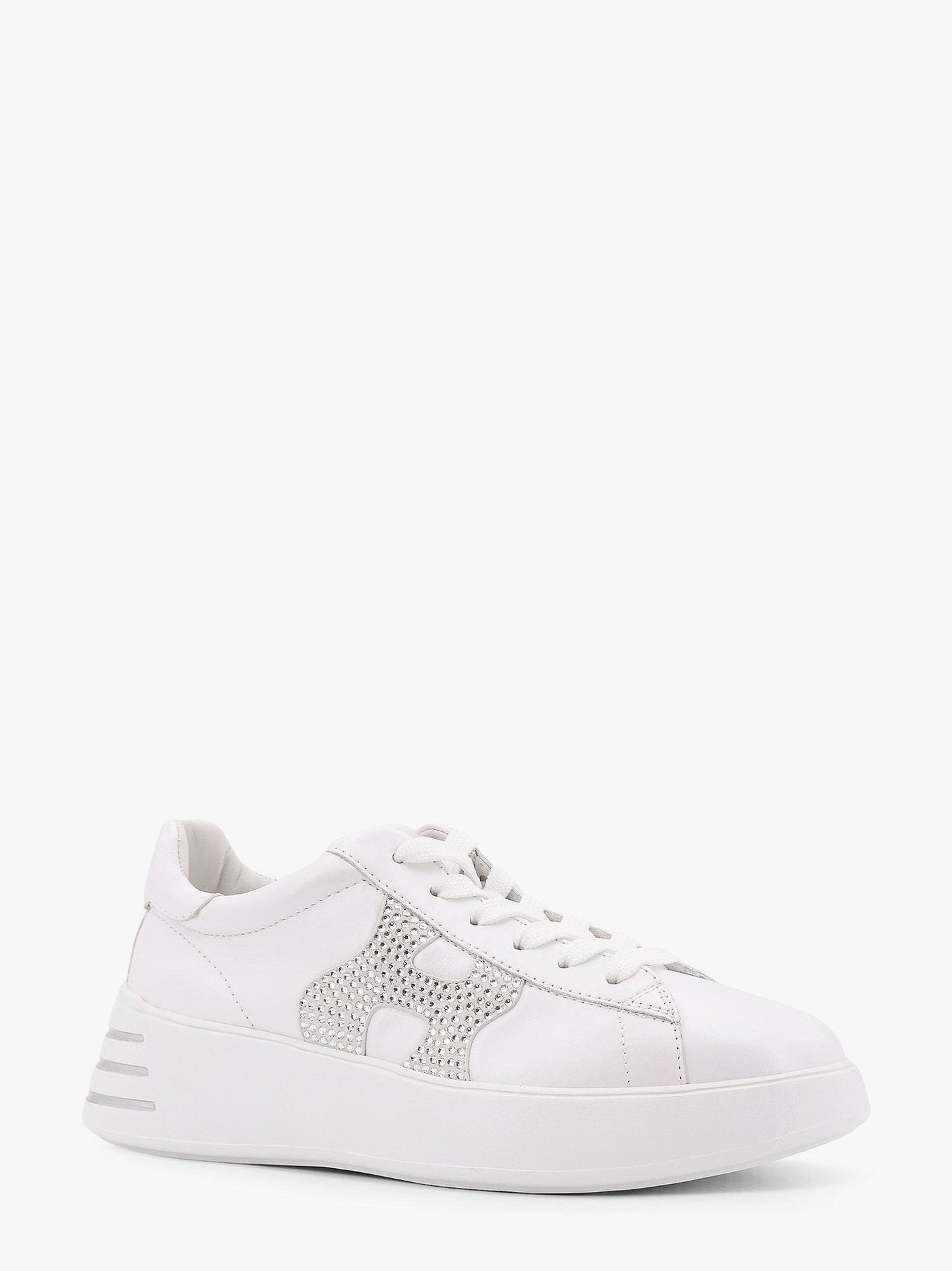Hogan Leather sneakers with rhinestone logo on the side