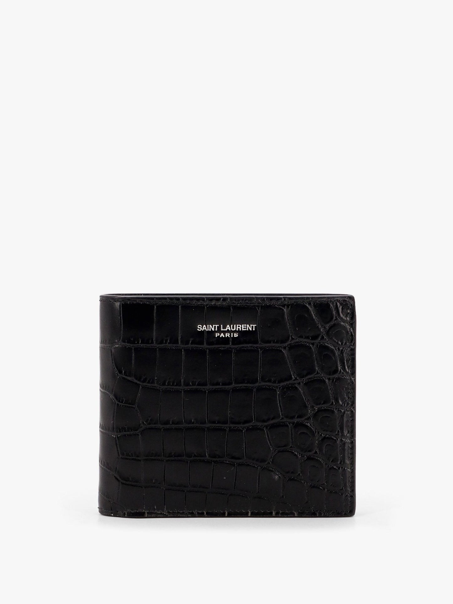 Saint Laurent Leather wallet with embossed lettering logo on the front