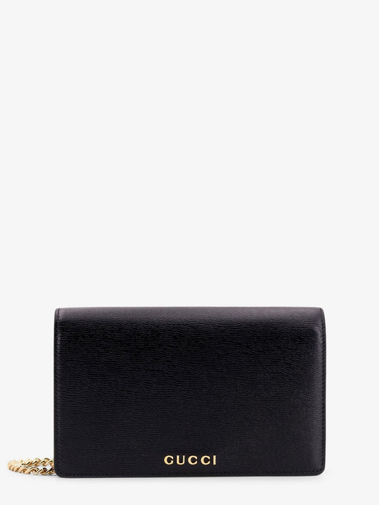 Gucci Leather wallet with removable metal shoulder strap
