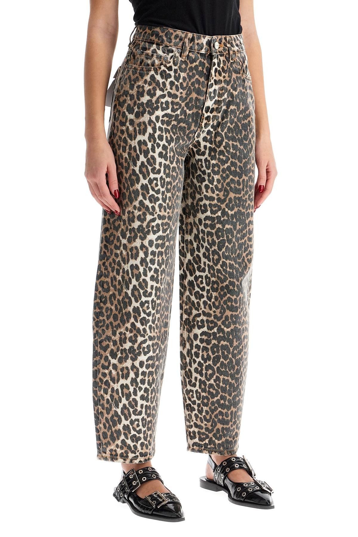 GANNI leopard print barrel jeans