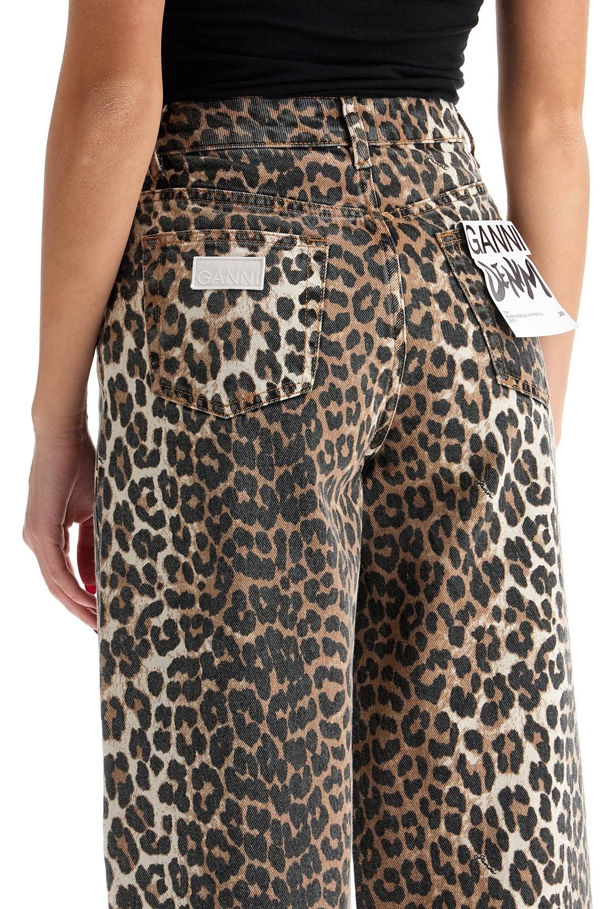 GANNI leopard print barrel jeans