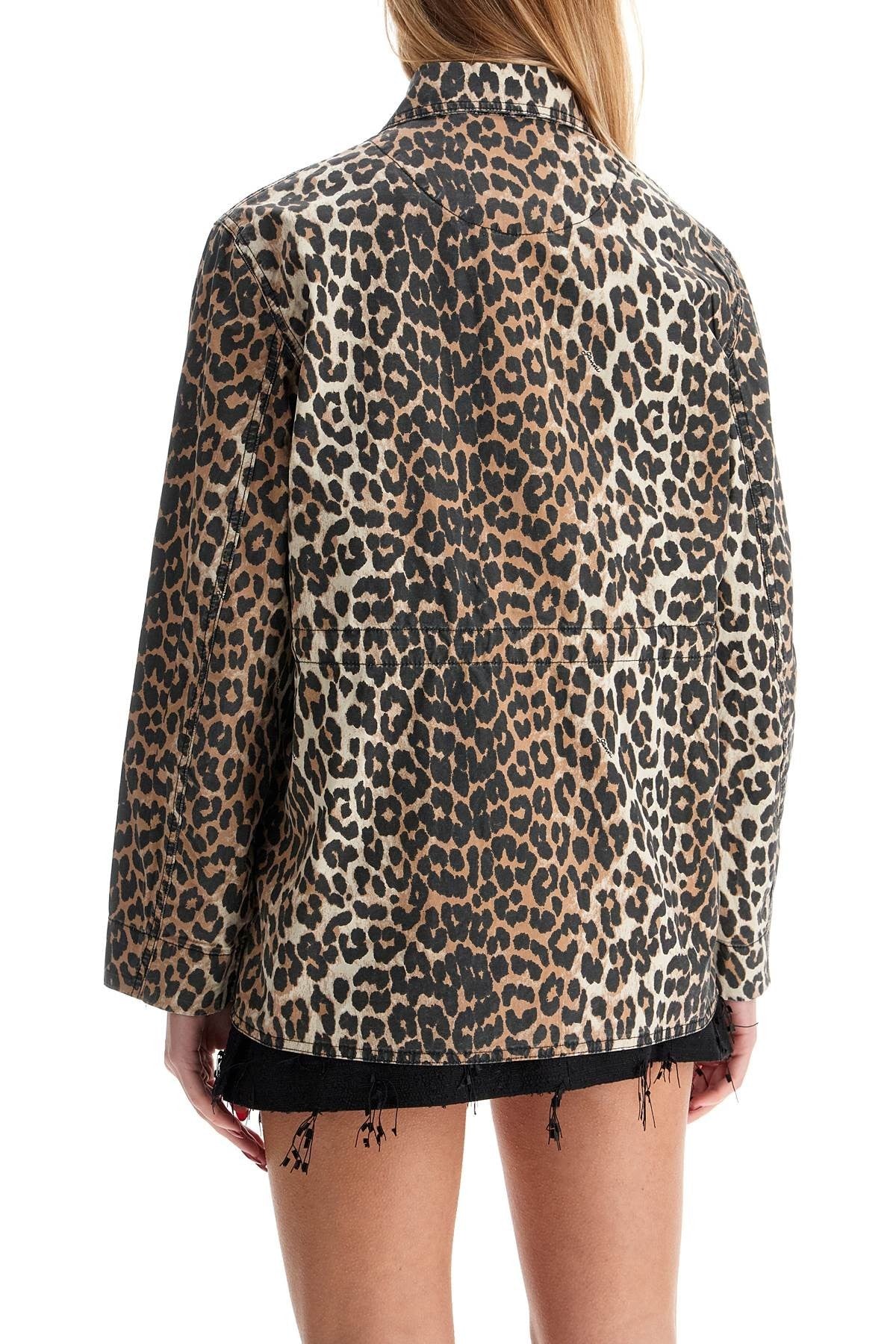 GANNI leopard print canvas overshirt