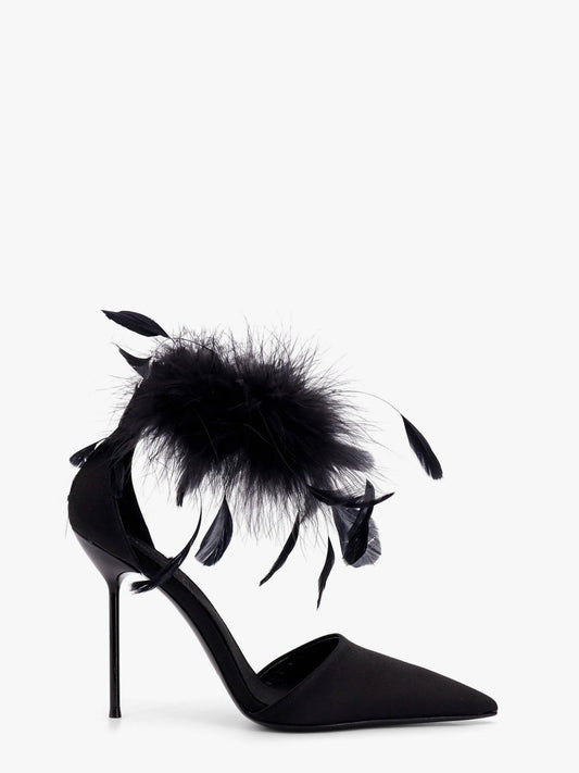 PARIS TEXAS Lidia satin sandals with feather detail