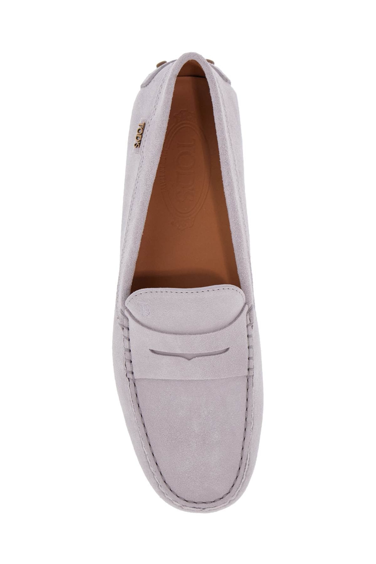 TOD'S light grey suede leather driving moccasin