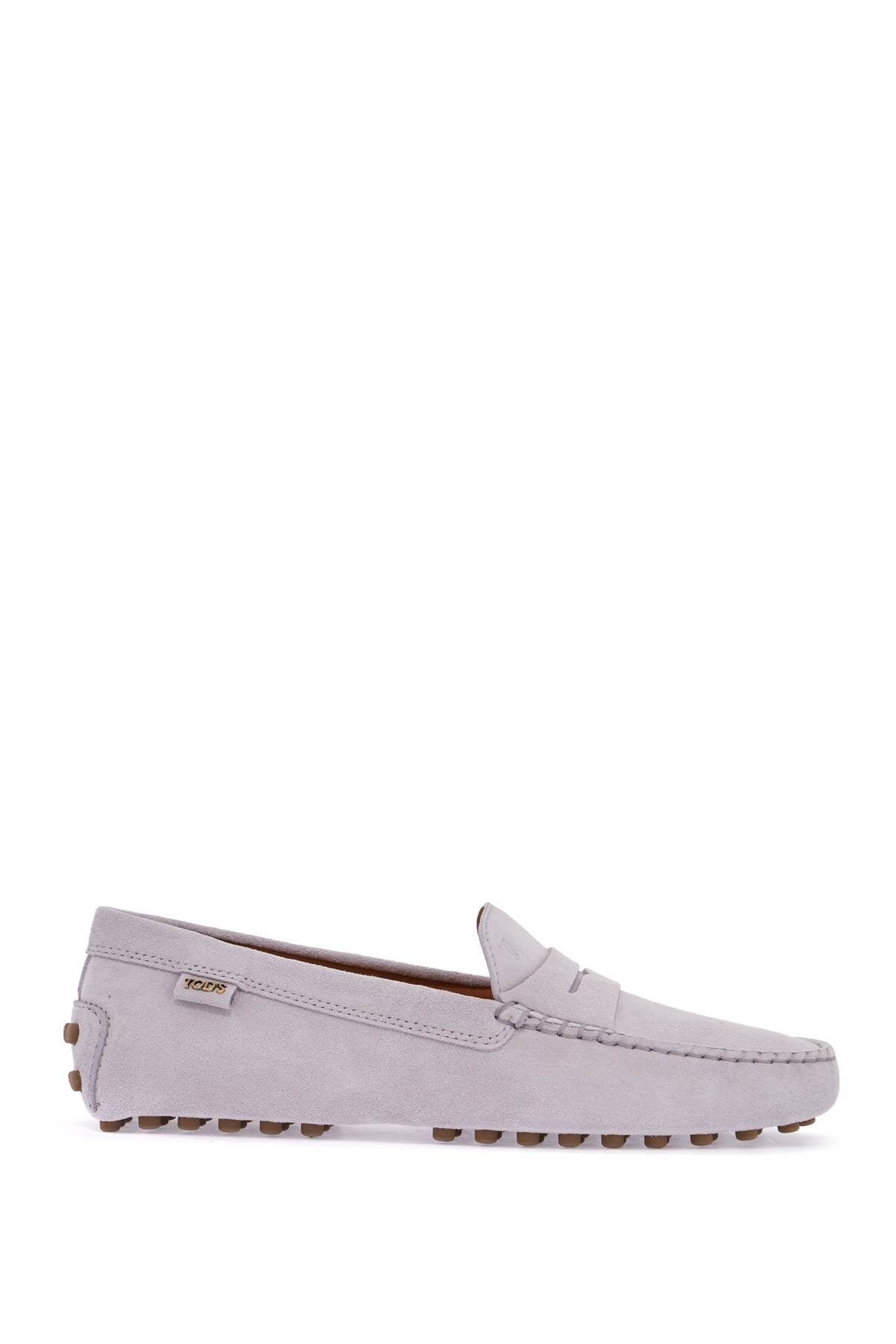 TOD'S light grey suede leather driving moccasin