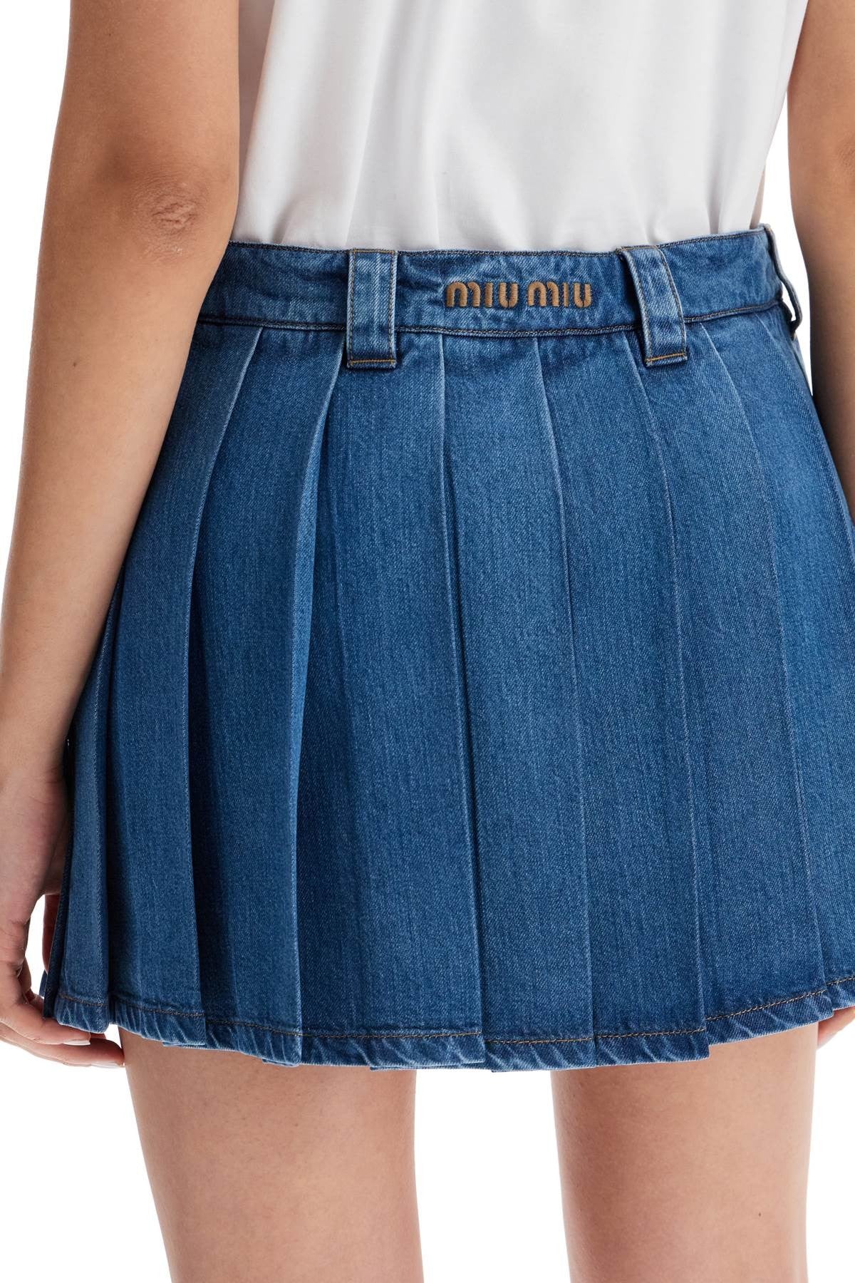 Miu Miu lightweight denim pleated mini skirt