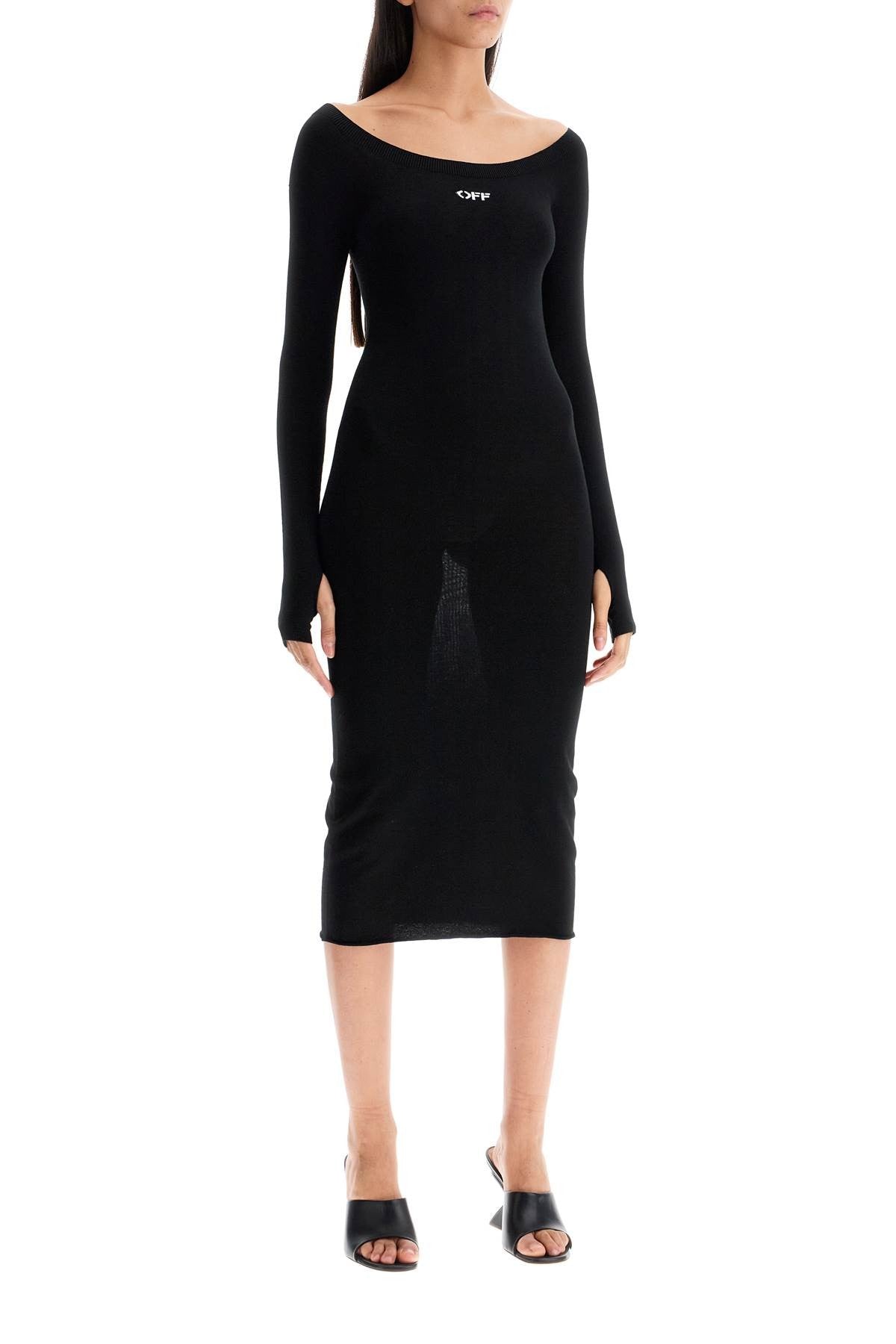 Off-white lightweight knit midi dress