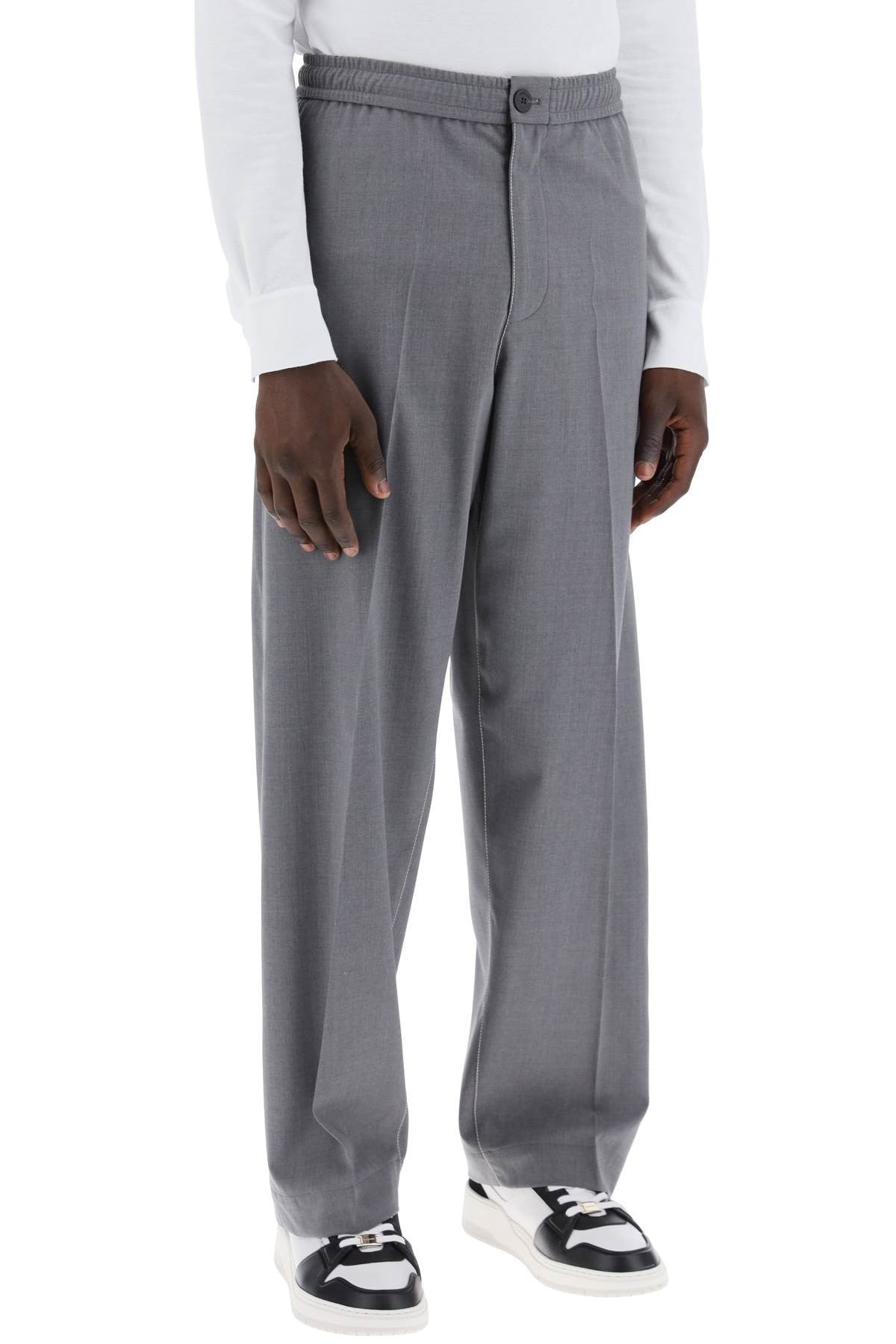 Ferragamo lightweight virgin wool tailored trousers in canvas fabric