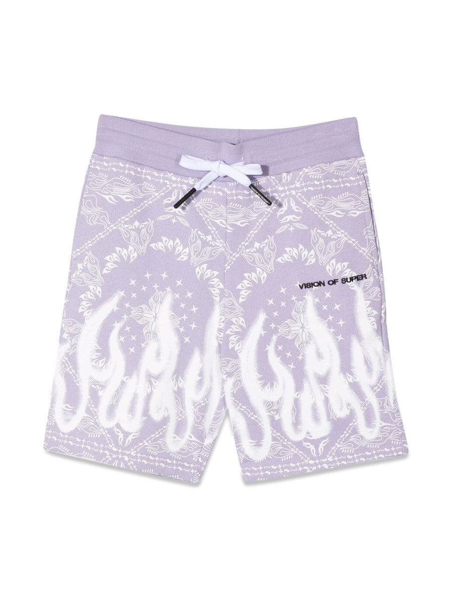 VISION OF SUPER LILAC SHORTS KIDS WITH BANDANA PRINT