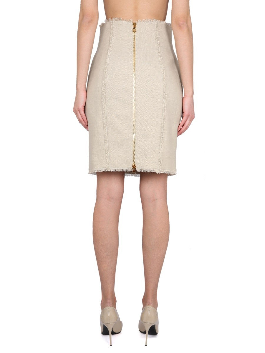 Balmain LINEN MIDI SKIRT