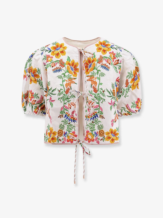 FARM RIO Linen shirt with floral print