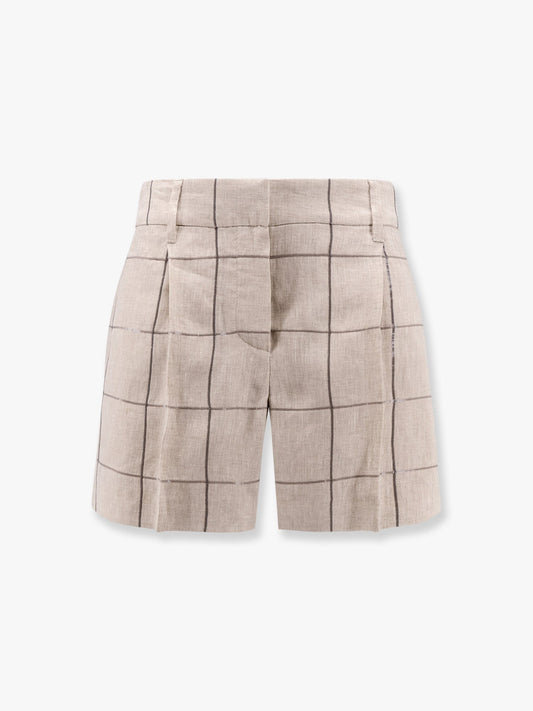 Brunello Cucinelli Linen shorts with sequins embroidery