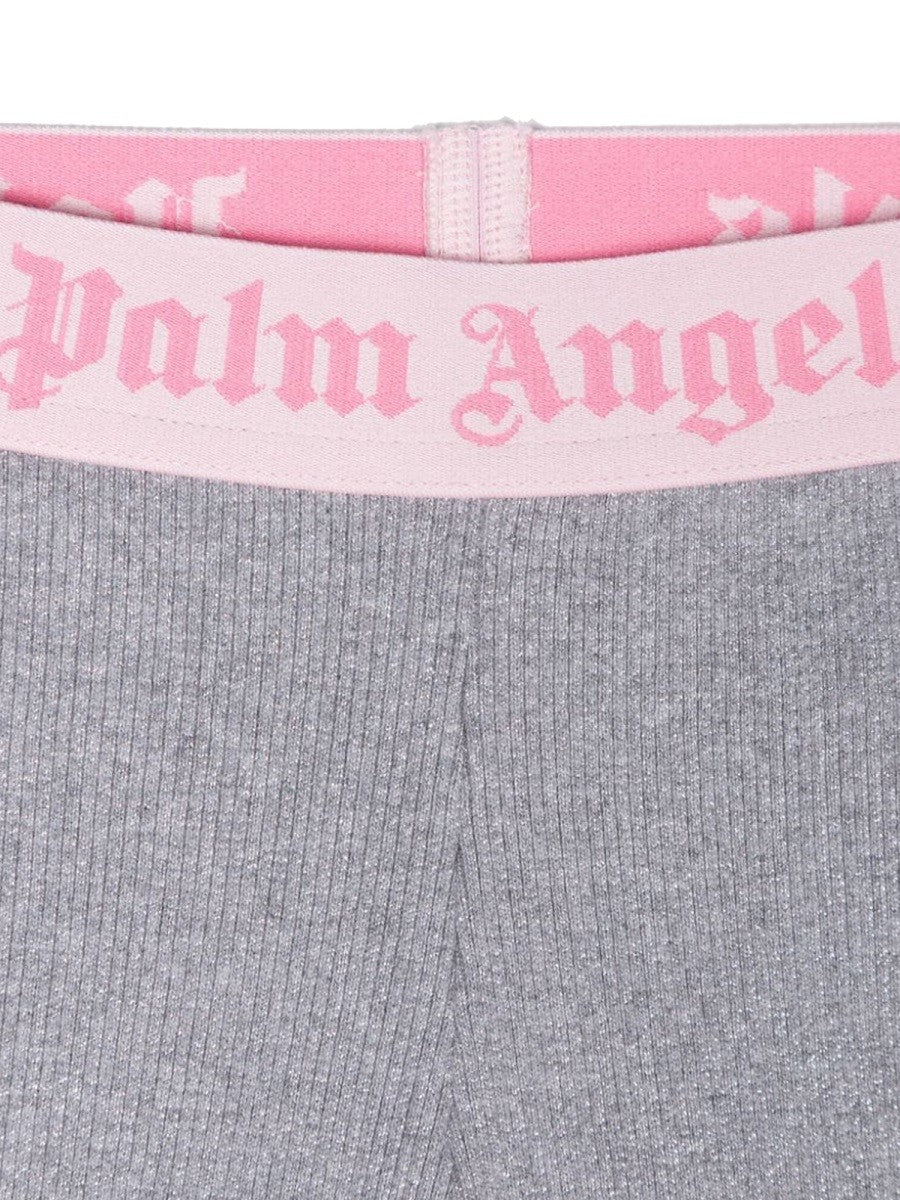 Palm Angels logo band lurex rib flarepant