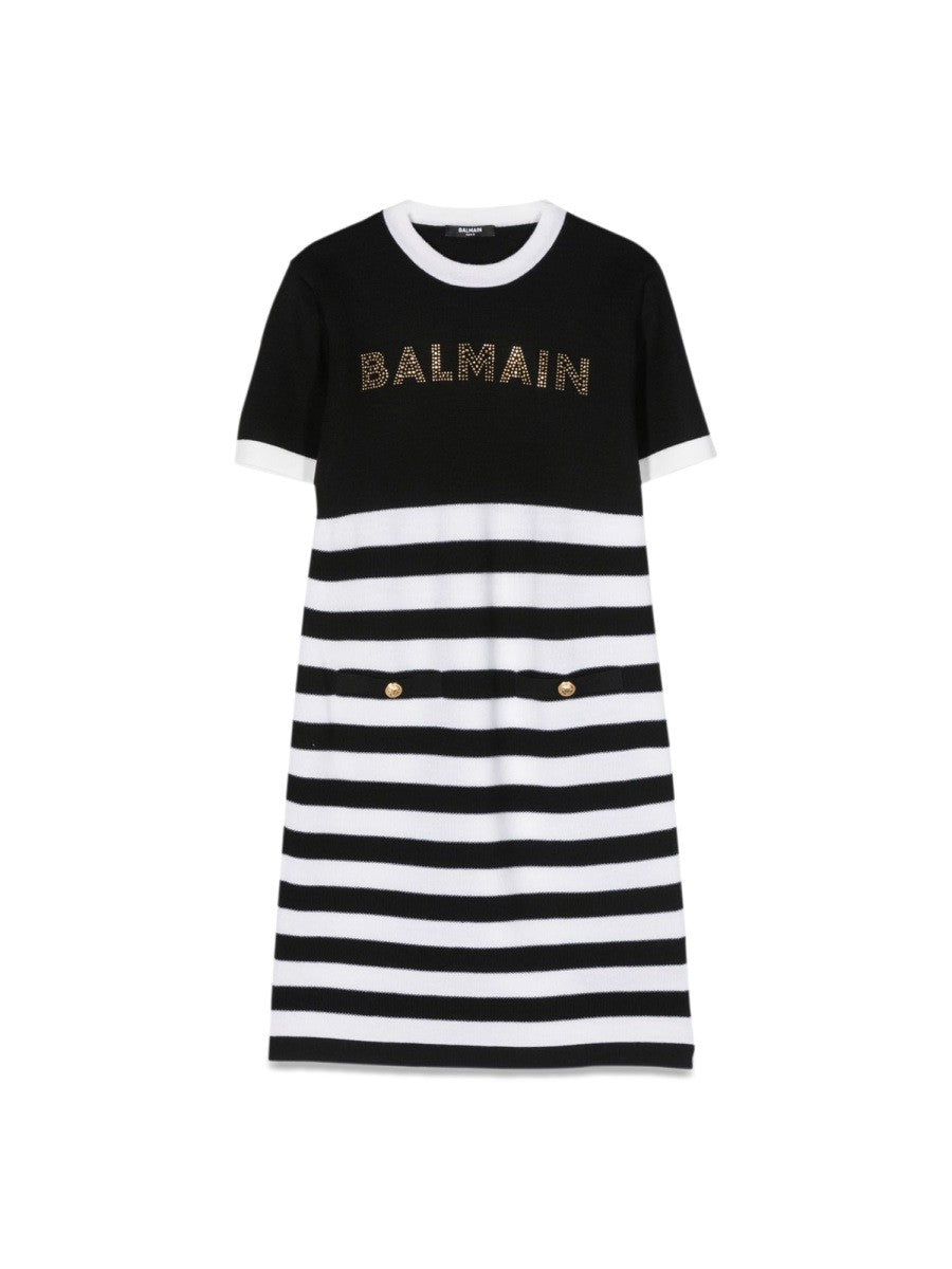 Balmain logo knit dress and stripes