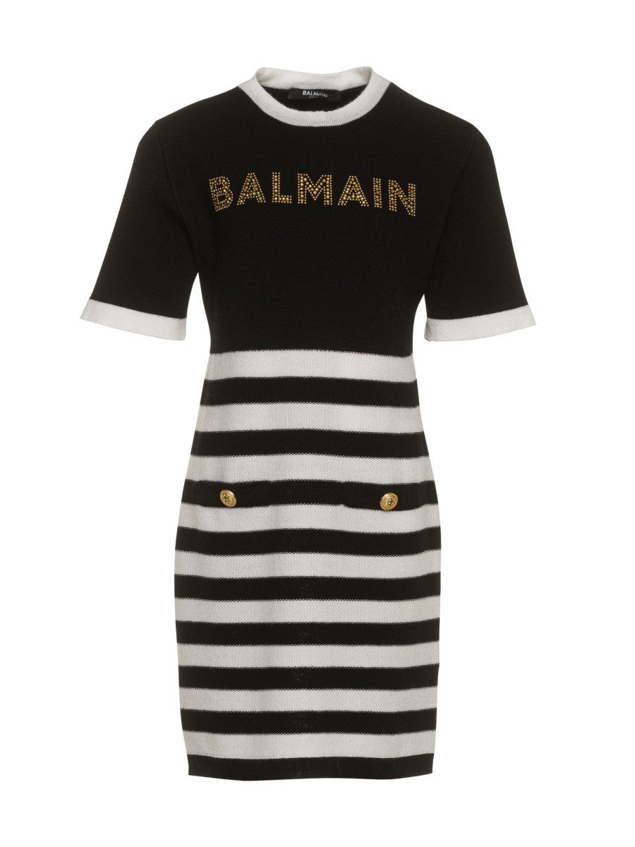 Balmain logo knit dress and stripes