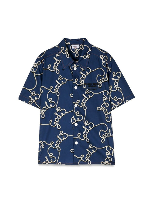 gcds logo patterned short sleeve shirt