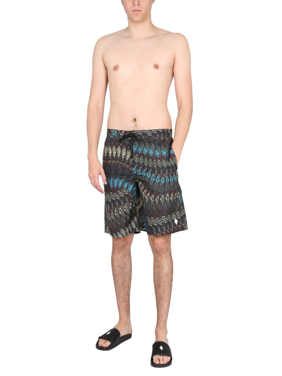 MARCELO BURLON COUNTY OF MILAN LOGO PRINT BOXER SWIMSUIT