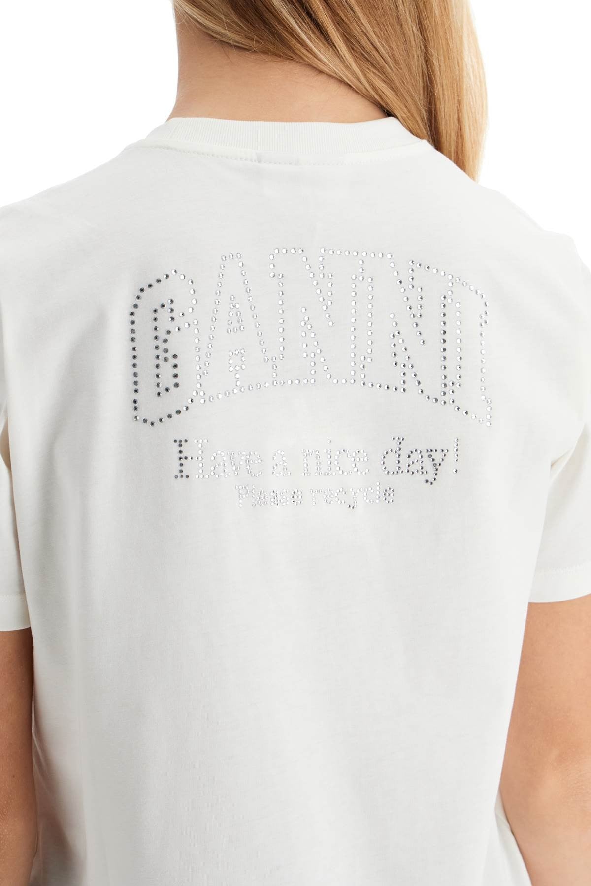 GANNI 'logo rhinestone t-shirt