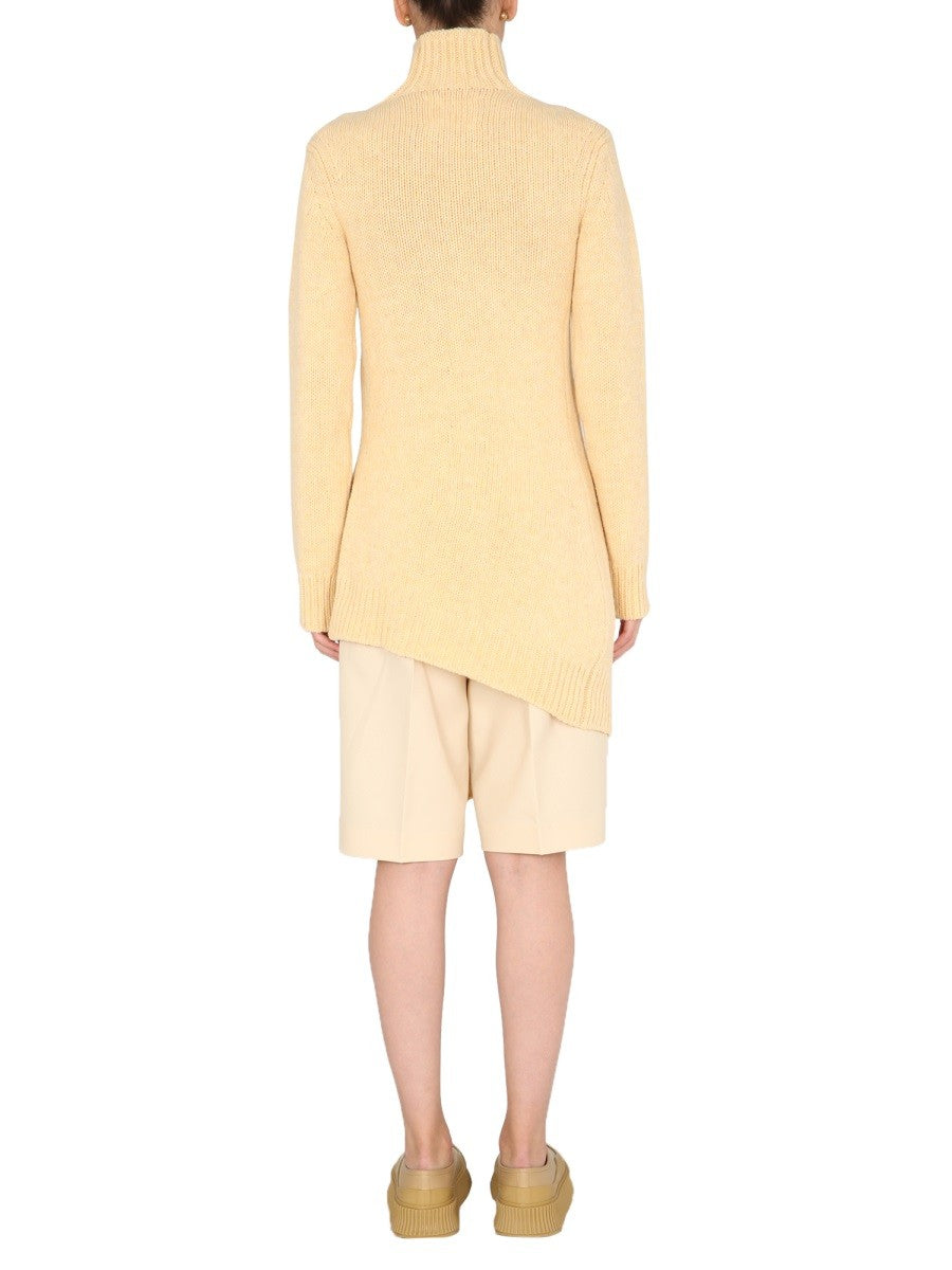 JIL SANDER LONG ASYMMETRIC SWEATER