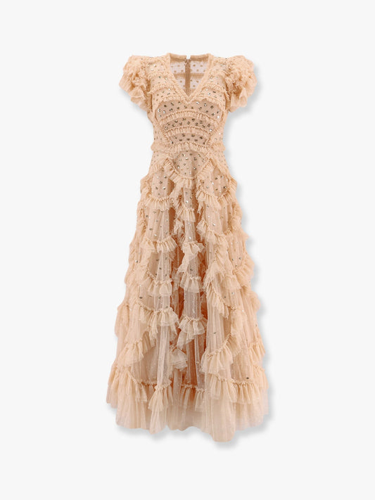 NEEDLE & THREAD Long dress with all-over sequins