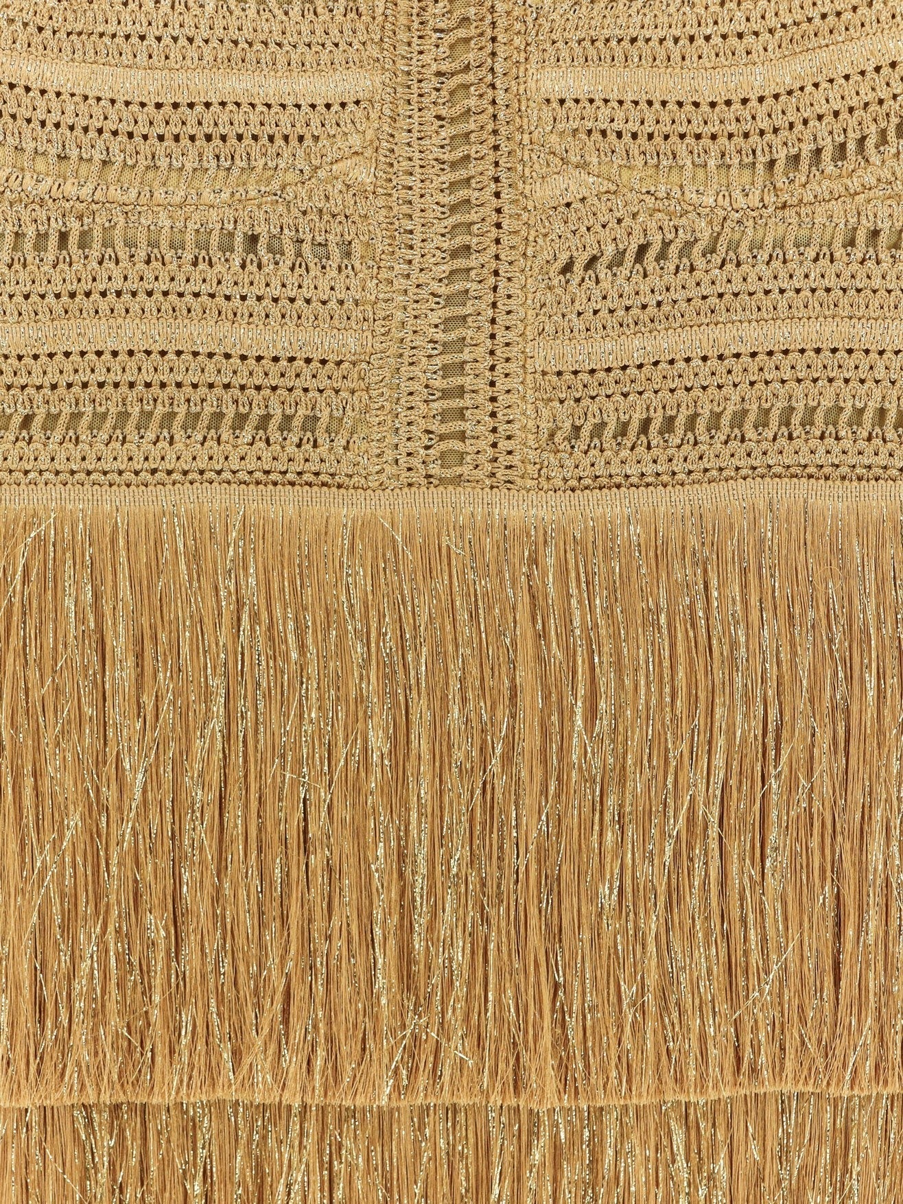 PATBO Long dress with embroidered courset and fringes