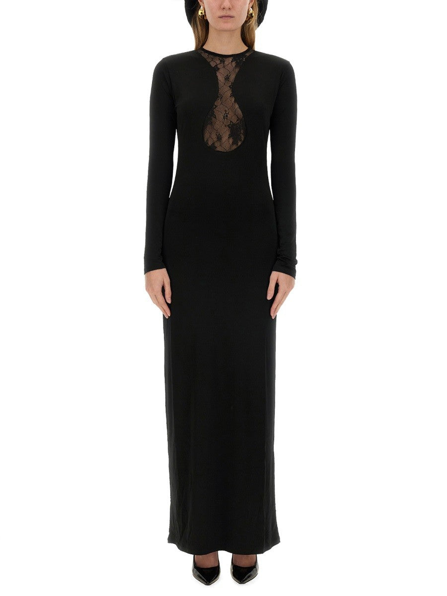 NINA RICCI LONG DRESS WITH LACE INSERT