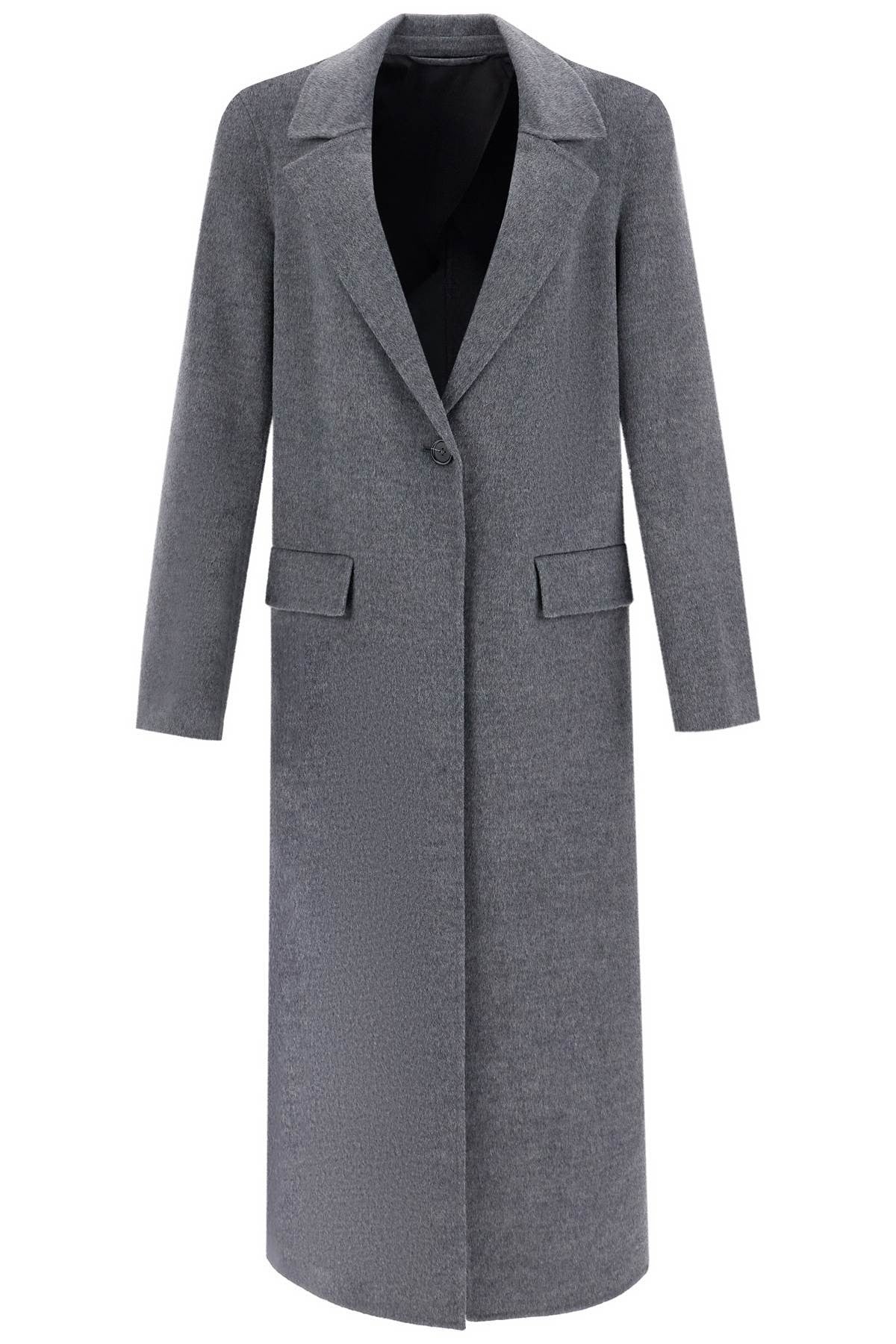 TOTEME long oversized coat in melange grey wool