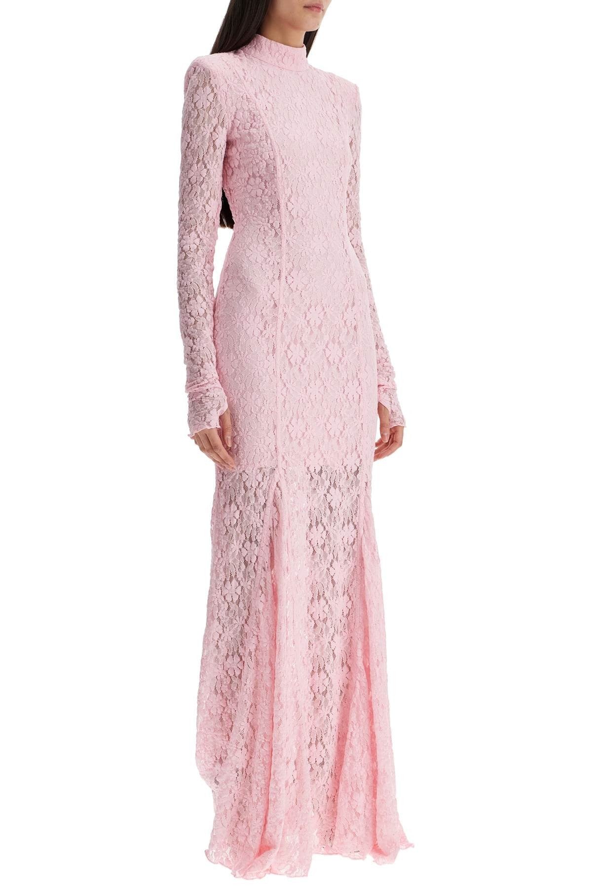 ROTATE long pink lace dress with open back for special occasions