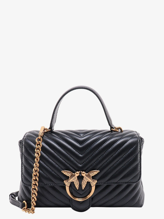Pinko Love lady matelassã© leather handbag with love birds buckle