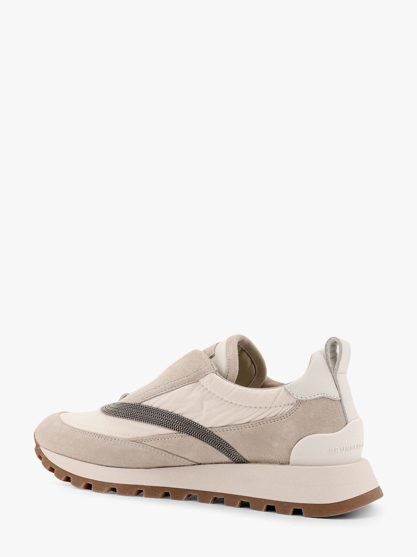 Brunello Cucinelli Low-top suede and nylon sneakers with monili details
