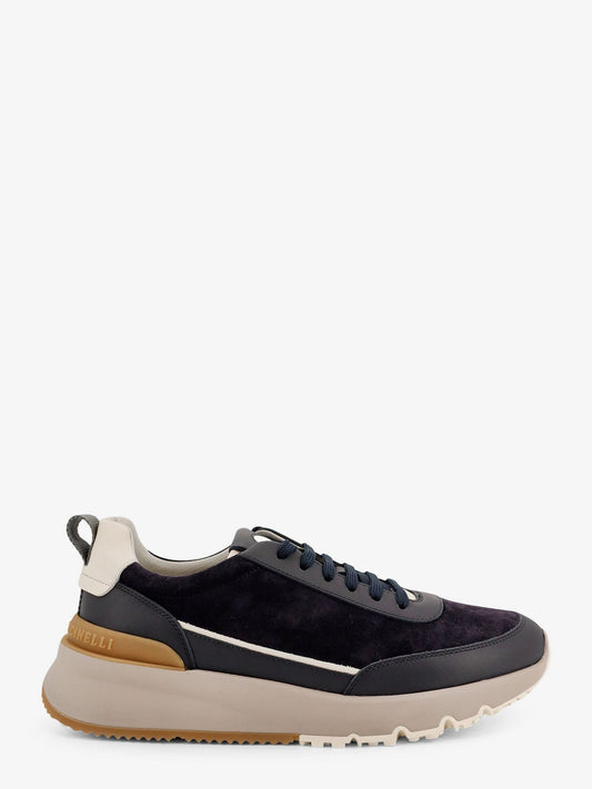 Brunello Cucinelli Low-top suede sneakers with leather inserts
