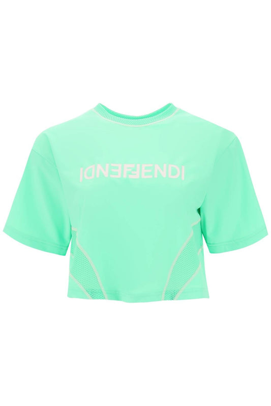 Fendi lycra cropped t-shirt with logo