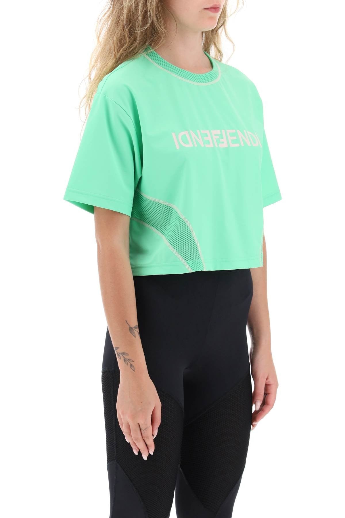 Fendi lycra cropped t-shirt with logo