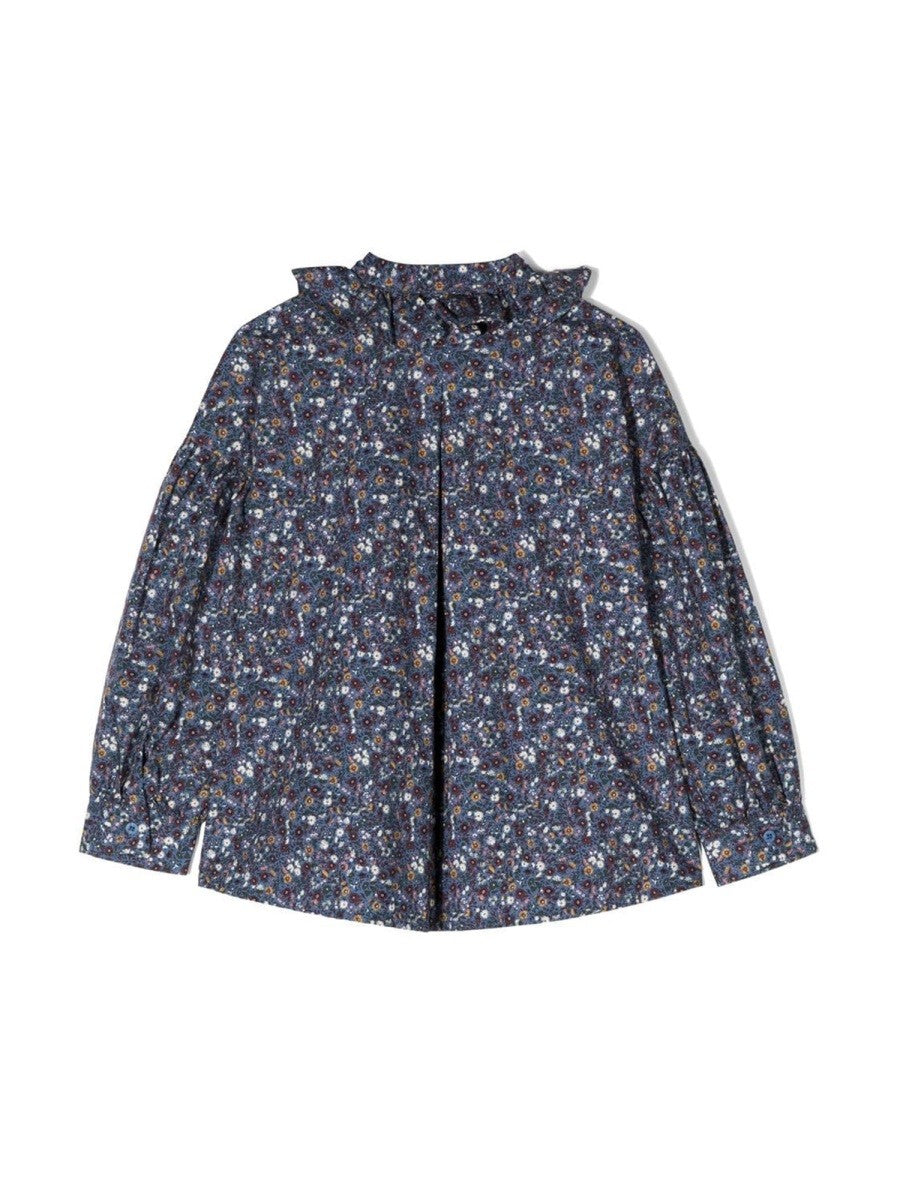 IL GUFO M/L SHIRT FLOWERS AND RUFFLE COLLAR