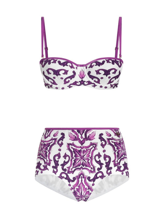 Dolce & Gabbana MAJOLICA PRINT BIKINI SWIMSUIT