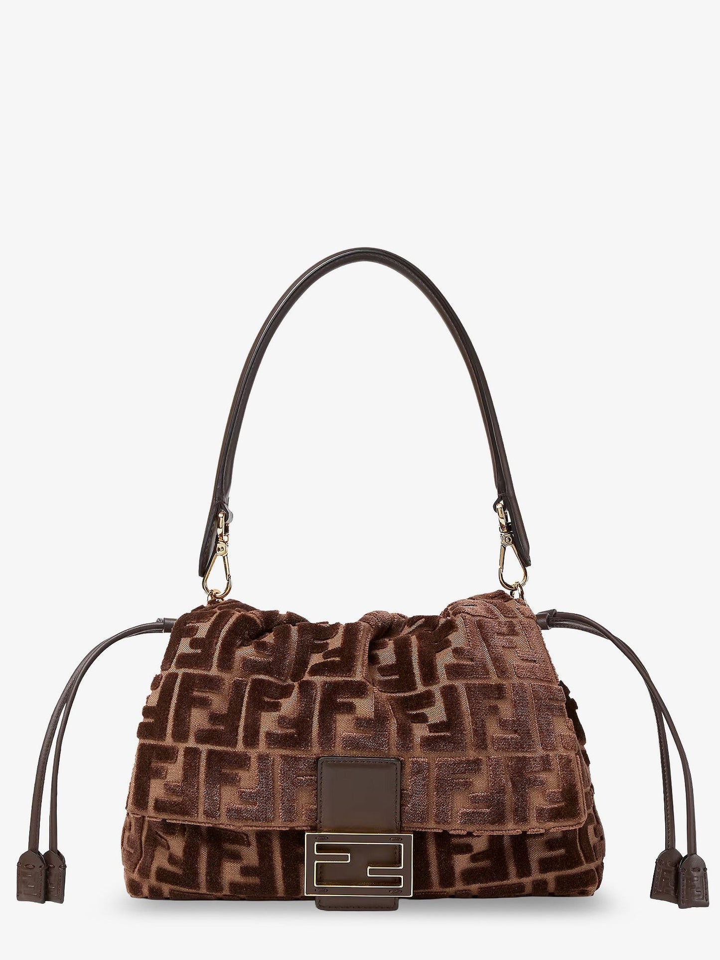 Fendi Mamma Baguette Medium FF velvet jacquard crossbody bag