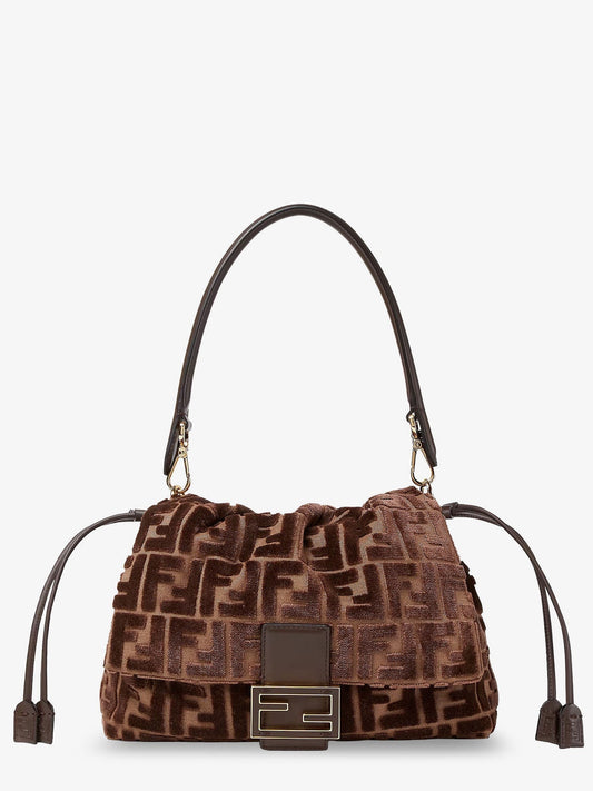 Fendi Mamma Baguette Medium FF velvet jacquard crossbody bag