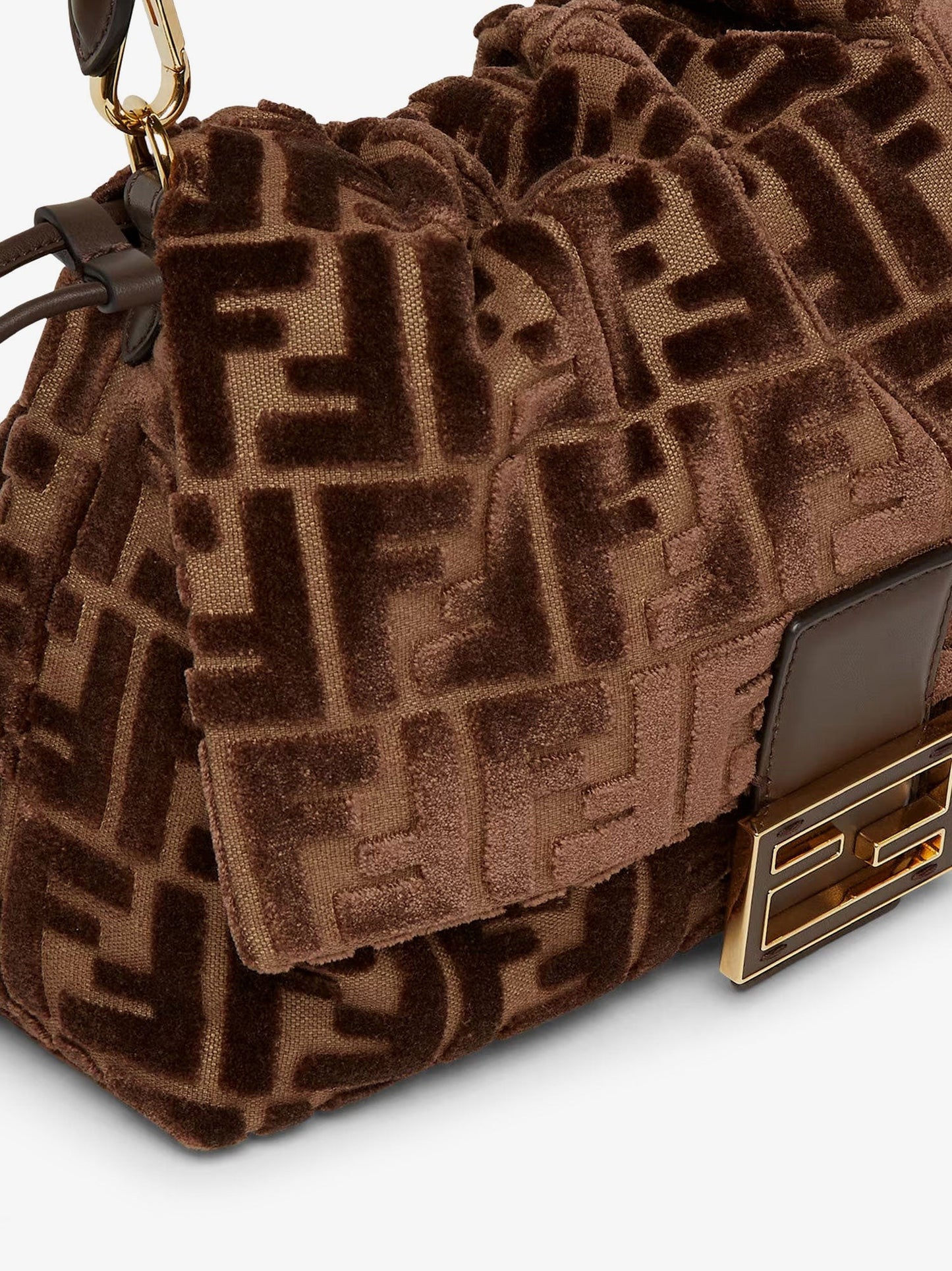 Fendi Mamma Baguette Medium FF velvet jacquard crossbody bag
