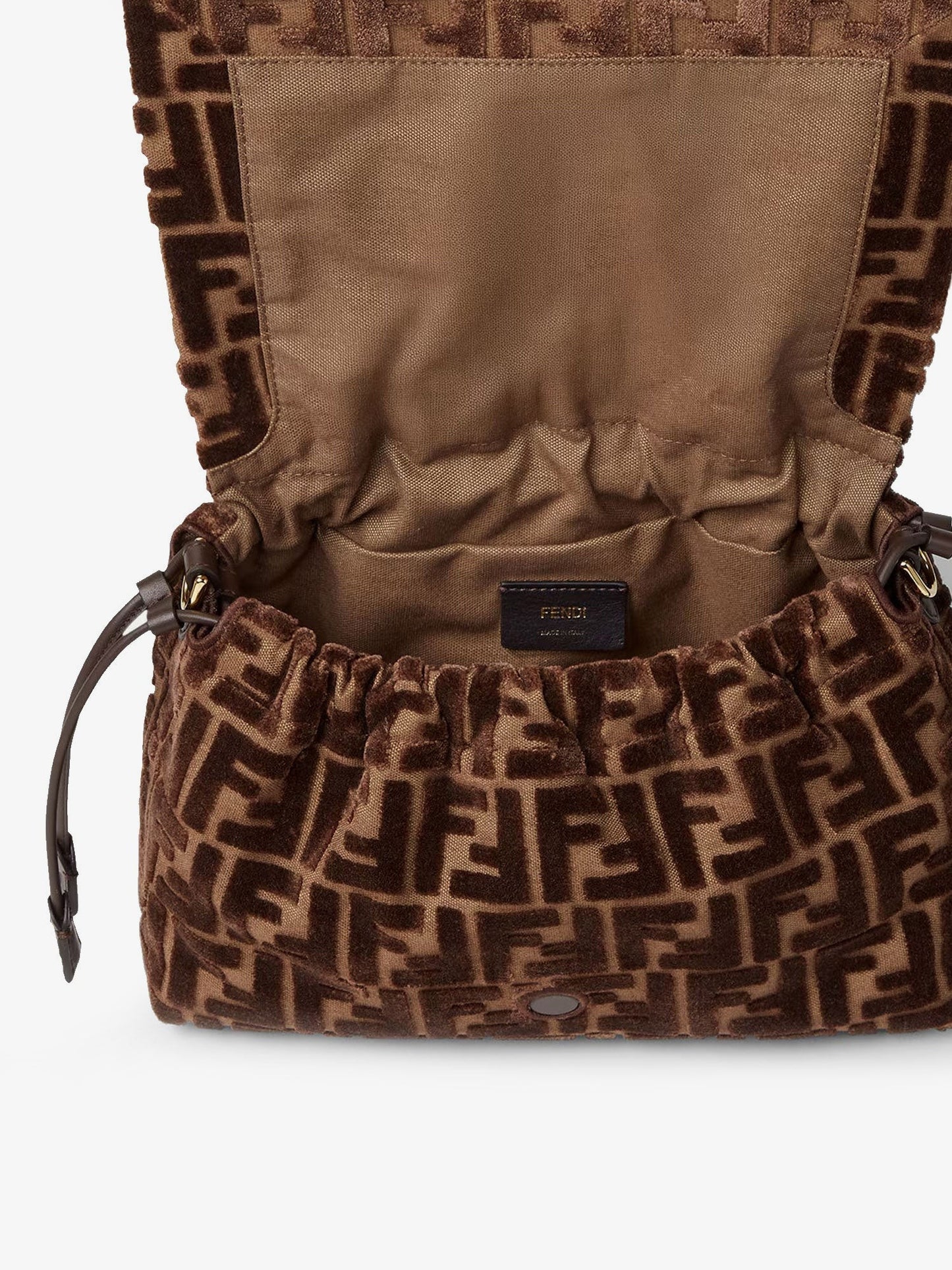Fendi Mamma Baguette Medium FF velvet jacquard crossbody bag