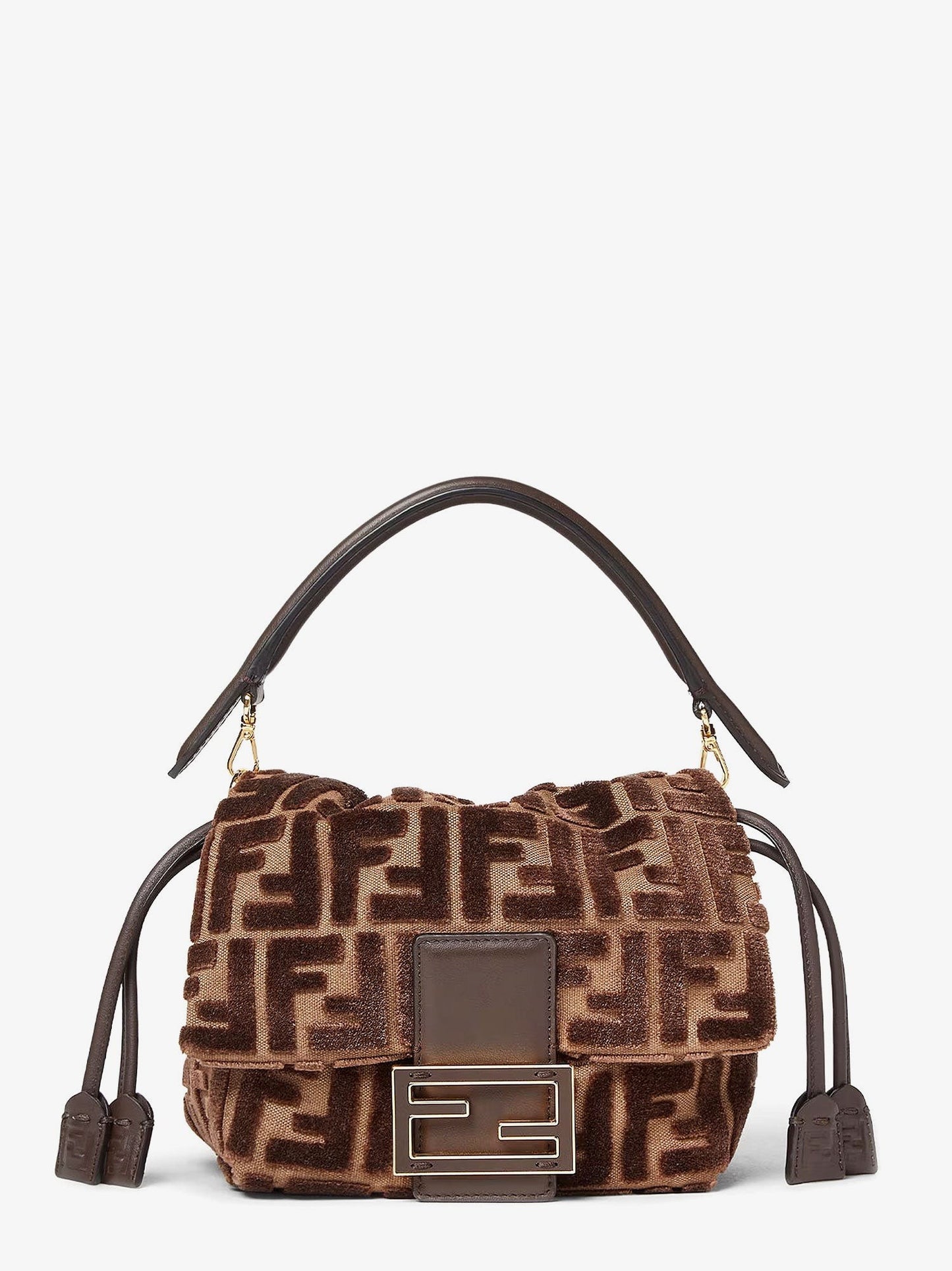 Fendi Mamma Baguette Small FF velvet jacquard crossbody bag