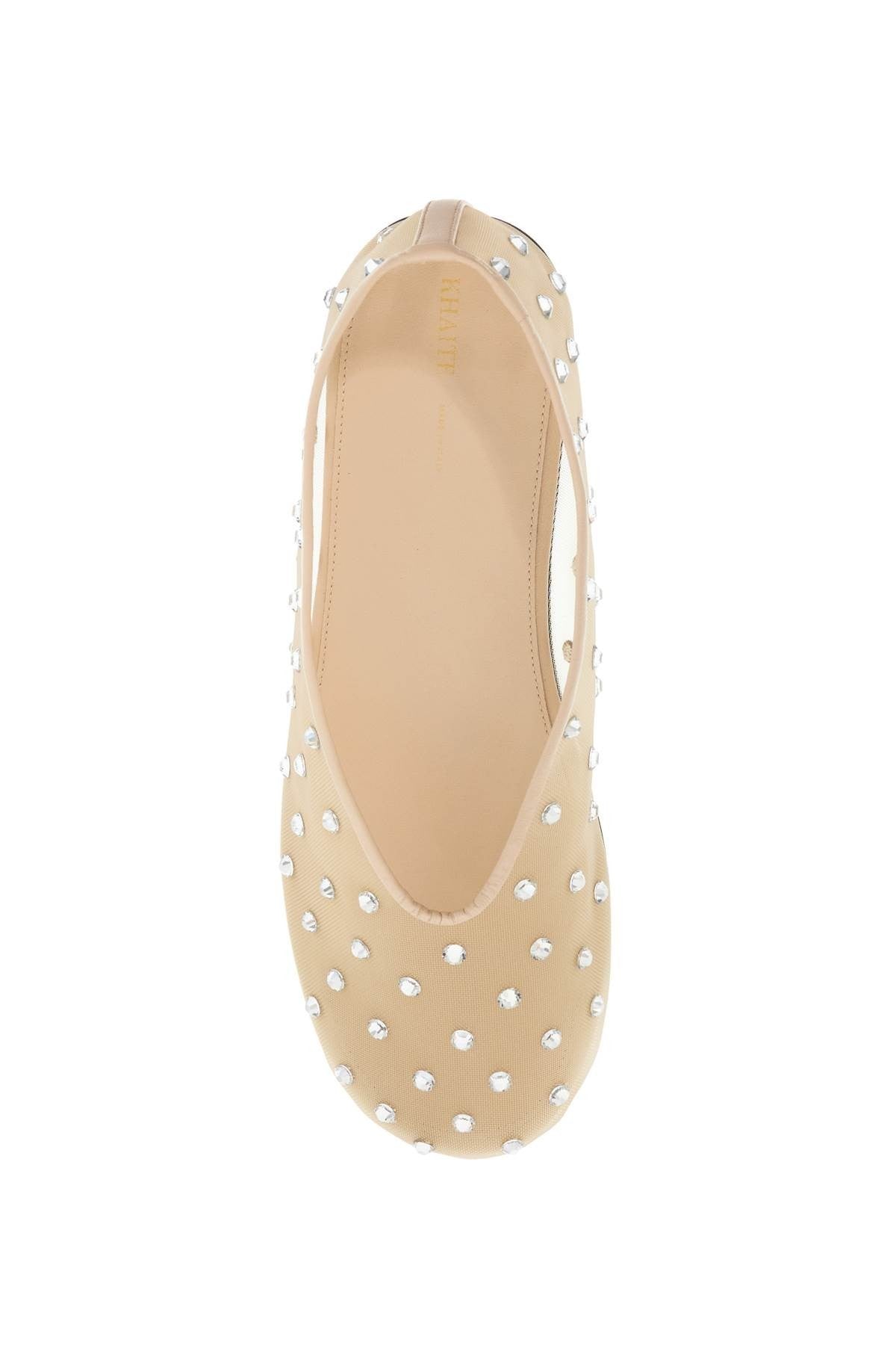 KHAITE marcy mesh ballet flats with swarovski crystals