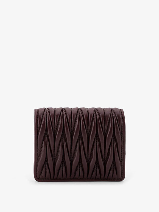 Miu Miu Matelassé leather wallet with metal logo