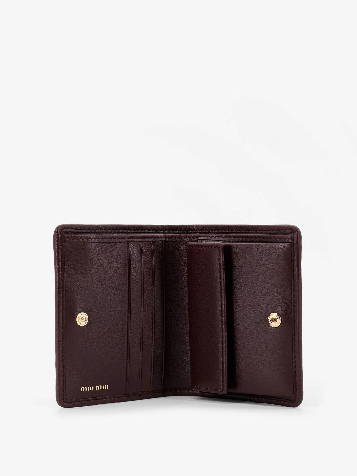 Miu Miu Matelassé leather wallet with metal logo