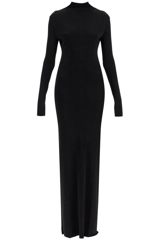 KHAITE maxi dress with high neck slim black