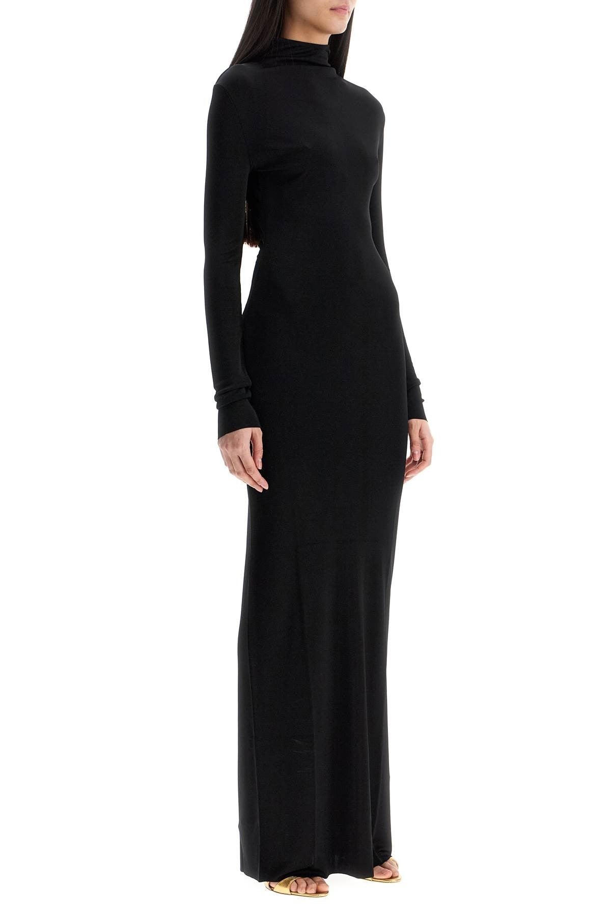 KHAITE maxi dress with high neck slim black