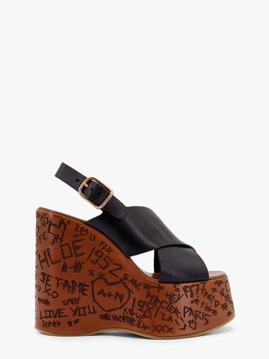 CHLOE' Maxime leather sandals with wedge