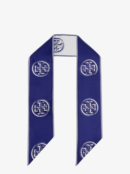 Tory Burch Medallion Logo Ribbon silk tie