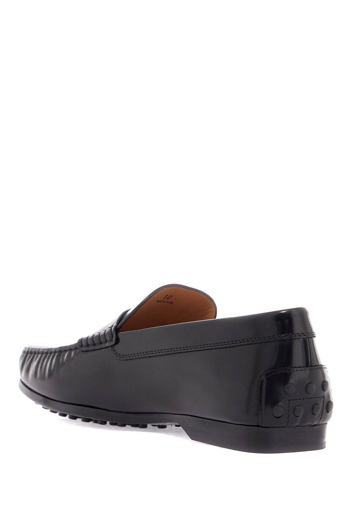 TOD'S men's black calfskin loafers with elegant insert and rubber sole